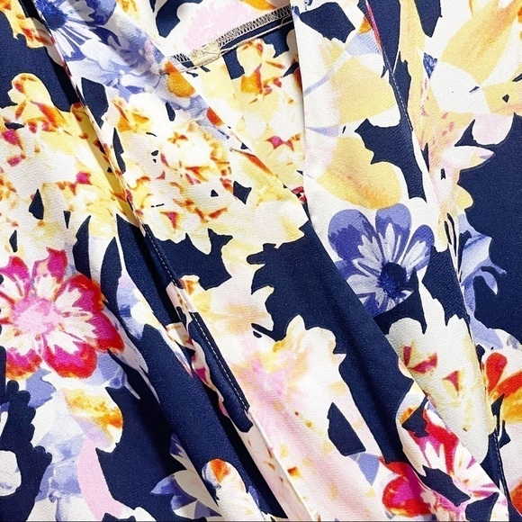 THREE EIGHTY TWO REVOLVE Blue Floral Surplice Top - Picture 3 of 7